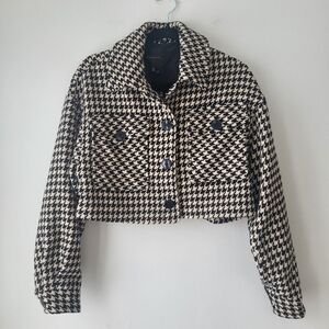 Dynamite Black and White Houndstooth Blazer Jacket